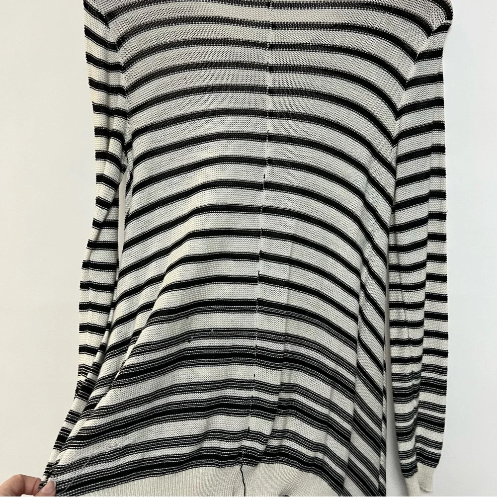 Boutique Cotton Black White Striped Sweater Shark Bite Hem Lagenlook Boho Medium - Picture 5 of 8